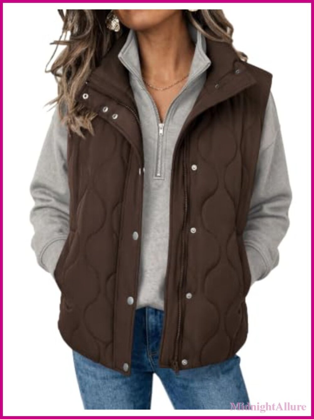 Women Oversized Quilted Puffer Vest Zip Up Sleeveless Outerwear